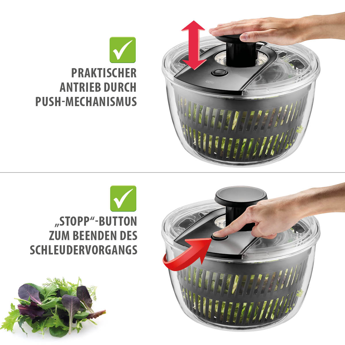 Slacentrifuge, Sladroger, Slazwierder, 5L, Handige Drukknop, Stopknop, Antislip, Afgiet Deksel - GEFU | Push