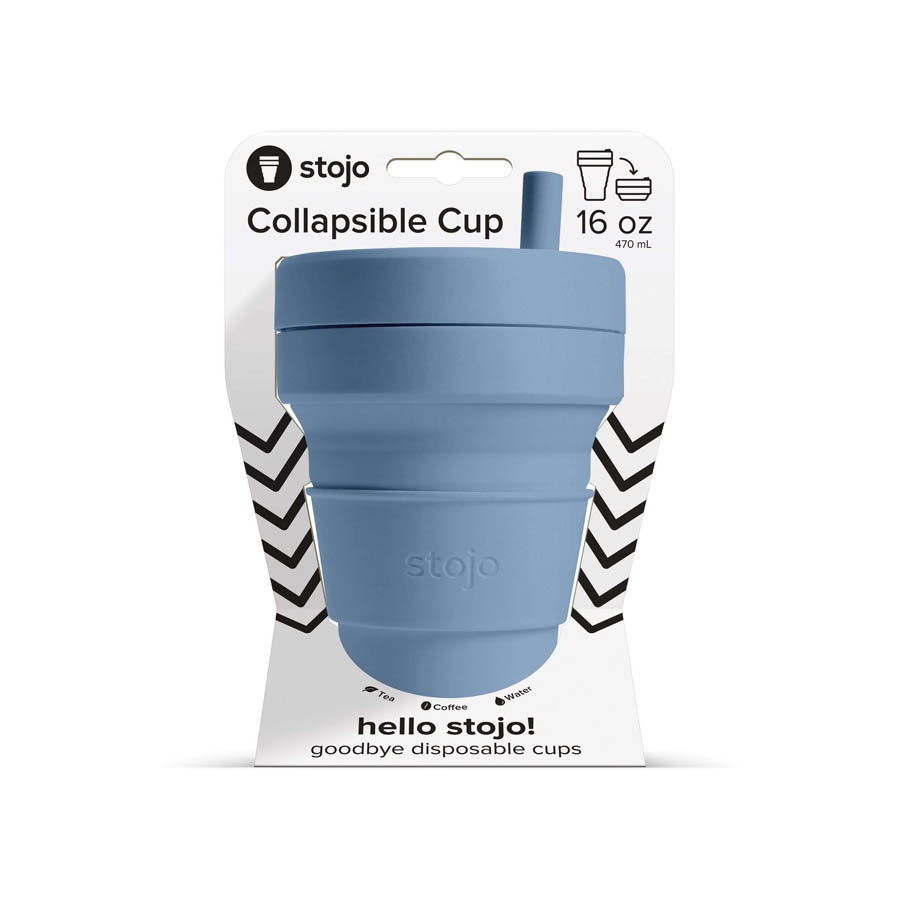 Biggie Cup, Steel - 470 ml - Koffiebeker - Drinkbeker - Blauw - Opvouwbaar | Stojo