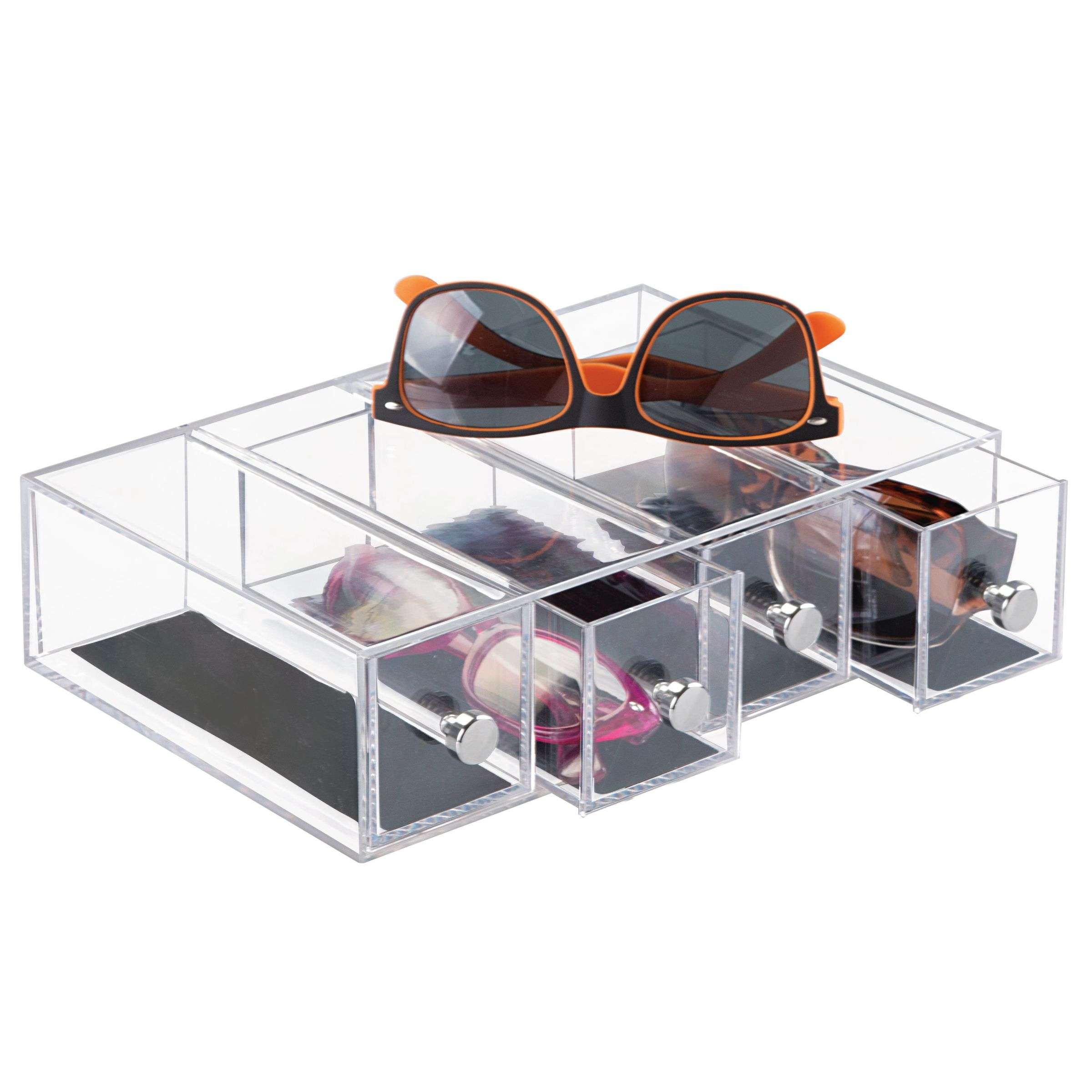 Ladekast, Sieraden Organizer, Small, 4 Lades, 6.6 x 17.7 x 25.2 cm, Transparant, Kunststof - iDesign | Clarity