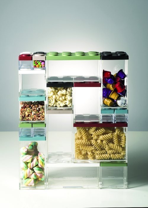 Stapelbare Brickstore bewaarcontainer, 1L, Blauw - Kunststof - Omada