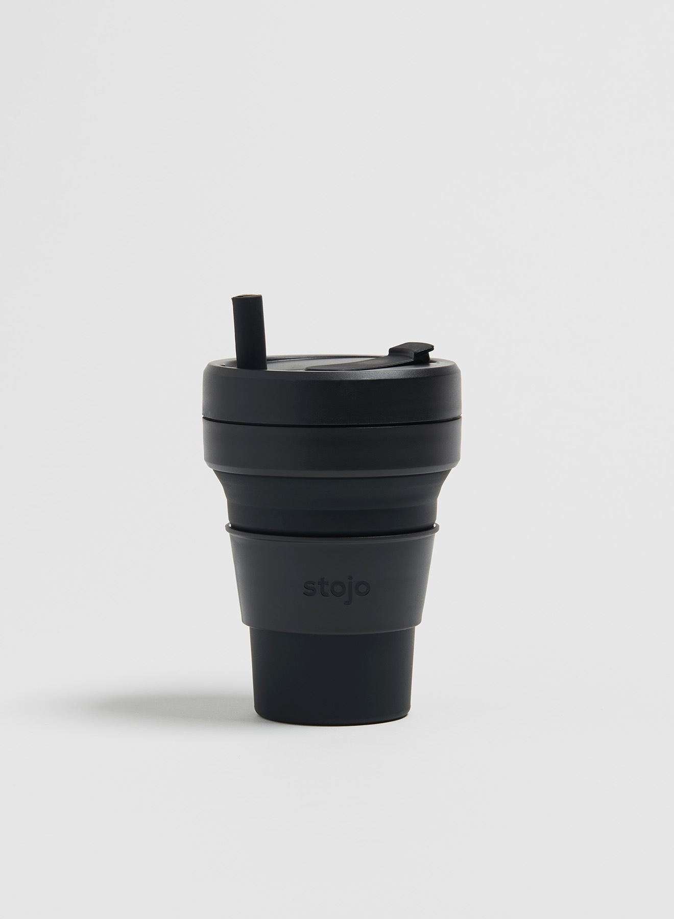 Biggie Cup, Black/White- 470 ml - Koffiebeker - Drinkbeker - Zwart/Wit - Opvouwbaar | Stojo