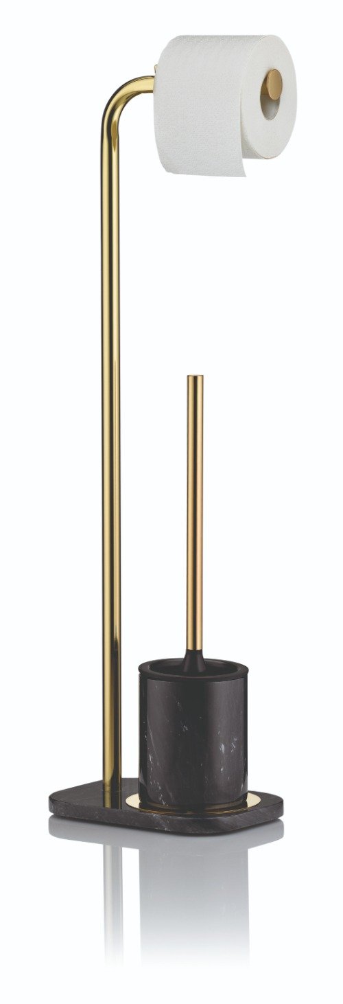 Liron Toiletrol en wc-borstel Houder - Zwart/Goud - Kela