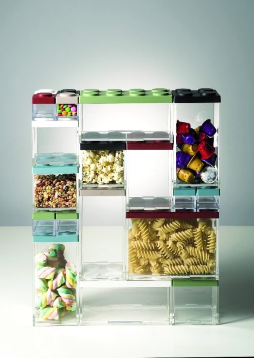 Stapelbare Brickstore bewaarcontainer, 0,5L, Blauw - Kunststof - Omada