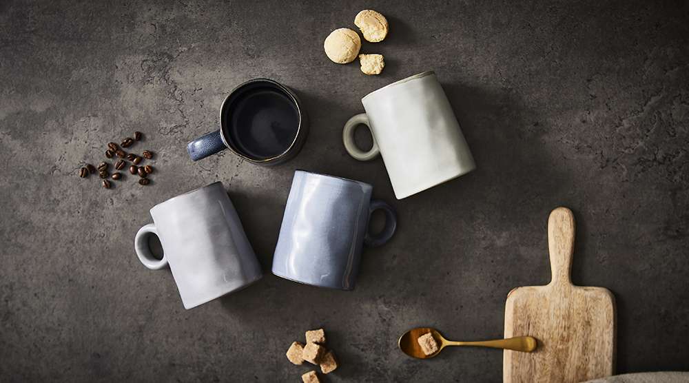 Beker, Mok, Set van 4 Stuks, 325 ML, Rustiek Effect, Keramiek - Barbary & Oak | Relic