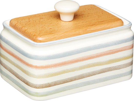 Botervloot met Deksel - Butter Dish - Keramiek - Gestreept - KitchenCraft | Classic Collection