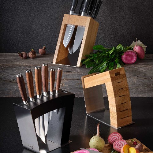 Messenblok, 7 Sleuven, Zwart, Essenhout, Edelstaal - Rösle | MoveX