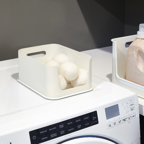 Opbergbox met Opening, 30.2 x 21.3 x 12.7 cm, Kunststof, Kokoswit - iDesign | Eco Storage