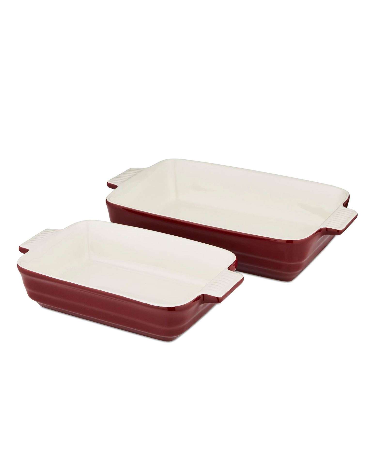 Ovenschalen, Set van 2 Stuks, Rechthoek, Klein en Groot, Rood, Keramiek - Barbary & Oak | Foundry
