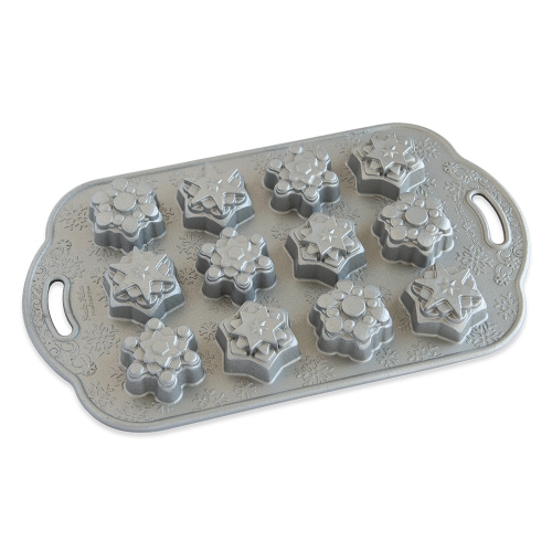 Bakvorm "Frosty Flakes Cakelet Pan" - Nordic Ware | Sparkling Silver Holiday