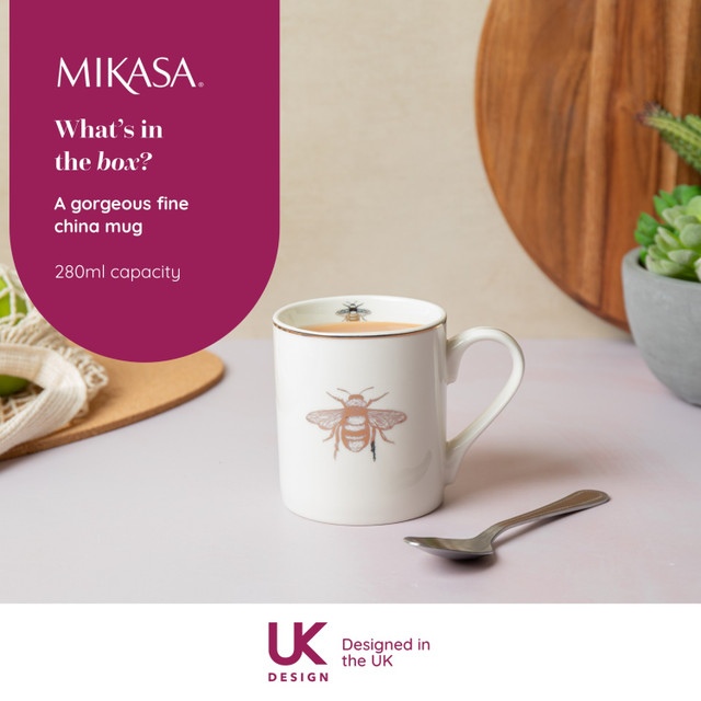 Mikasa Fine China 280ml Straight Sided Mug, Queen Bee, Gift boxed