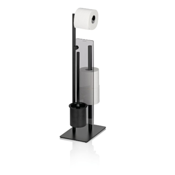 Toiletrol en WC-borstel Houder, 18 x 26 cm, Getint glas, Zwart - Kela | Style