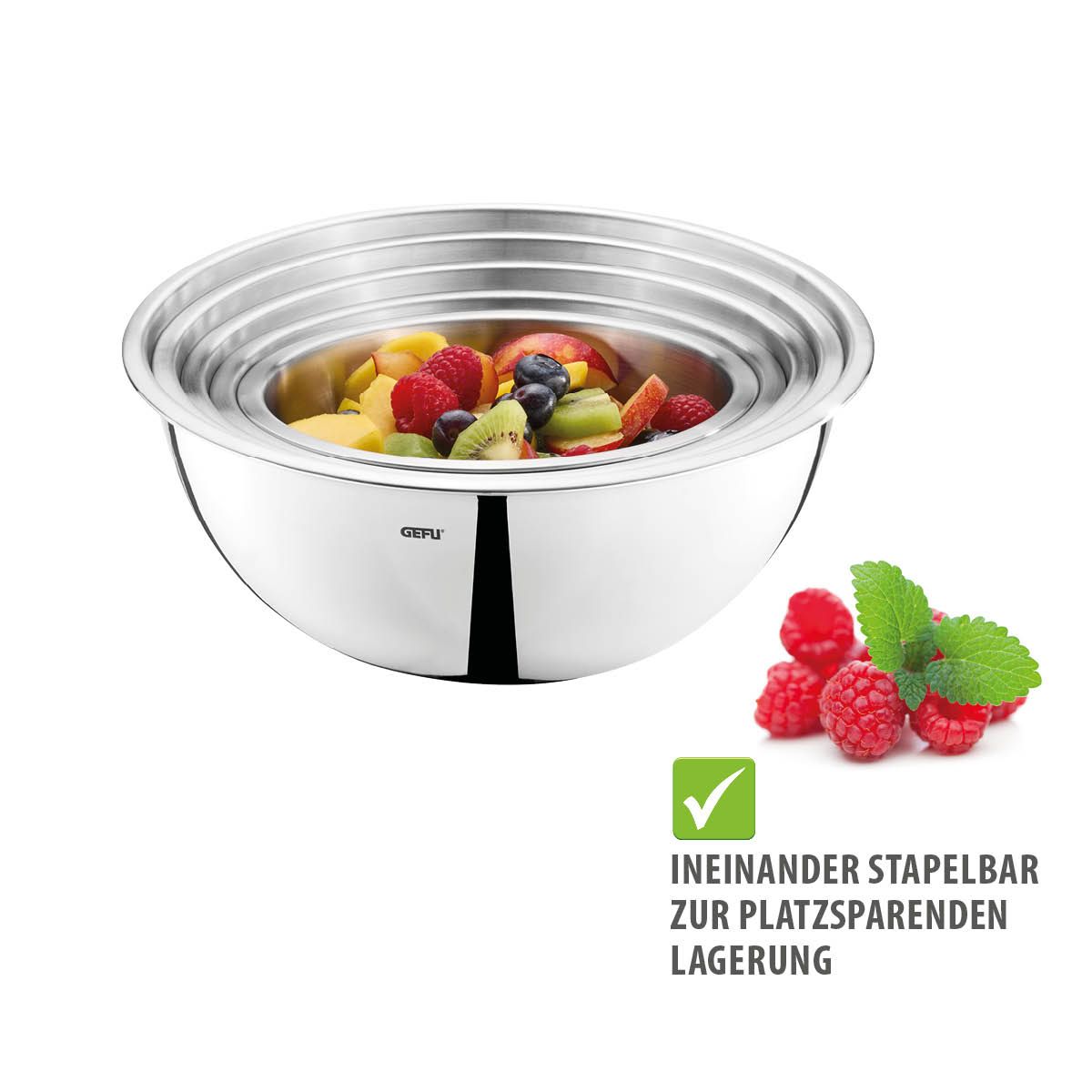 Mengkommen, Beslagkommen, Schalen, Set van 5 Stuks, RVS, Vaatwasmachinebestendig - GEFU