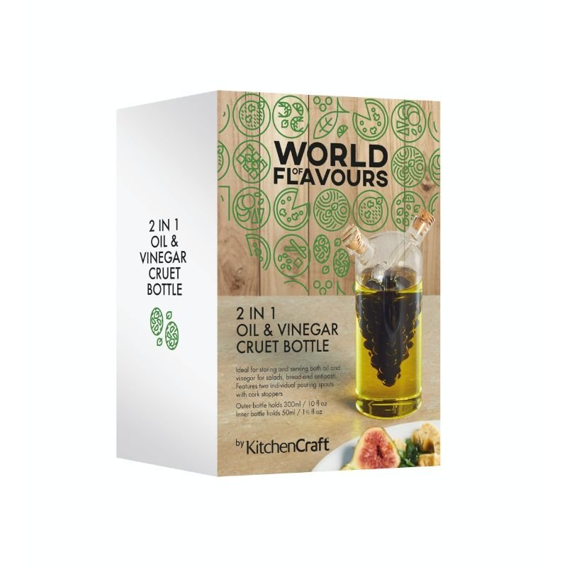 2 in 1 Olie -en Azijnflesje, 50 ml en 0.3 L, Glas - KitchenCraft | World of Flavours