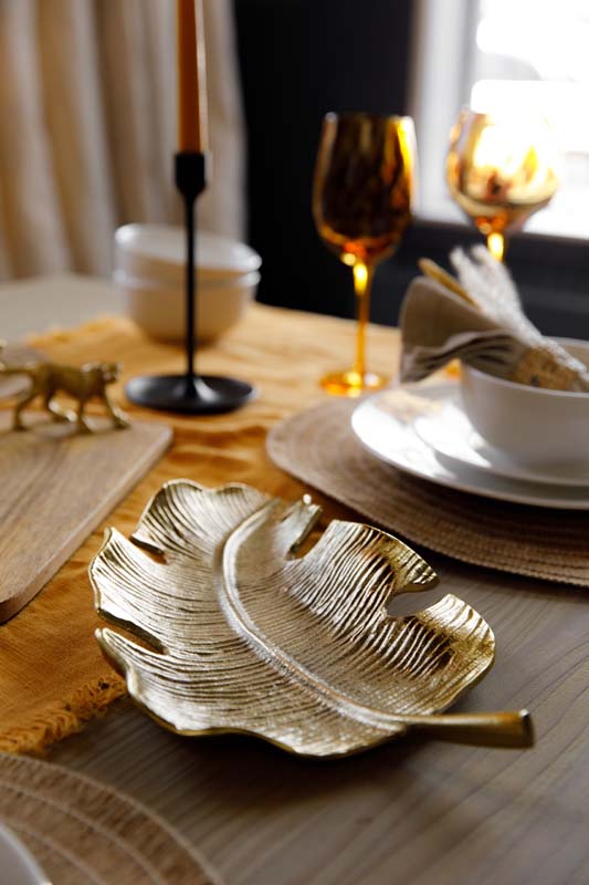 Serveerbord, 33cm - Blad - Goud - Aluminium - Artesà