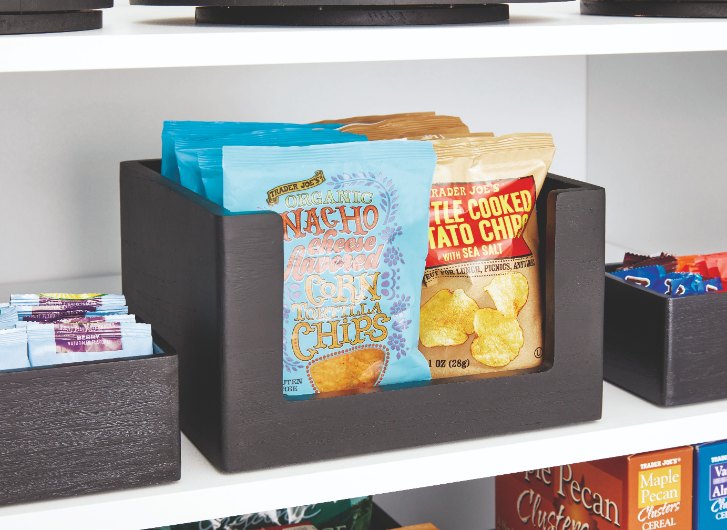 Opbergbox, Open, 25.5 x 25.5 x 15 cm, Paulownia Hout, Zwart - iDesign | The Home Edit