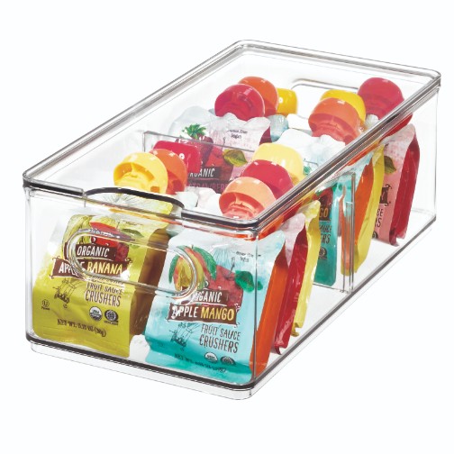 Koelkast Organizer met Deksel en Verdeler, 15.2 x 30.5 x 10.2 cm, Kunststof - iDesign | The Home Edit
