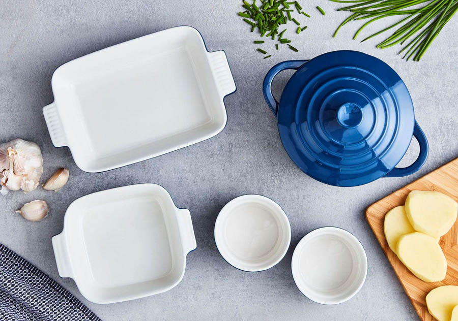 Ovenschalen Gift Set, 5 Delig, Blauw, Keramiek - Barbary & Oak | Foundry