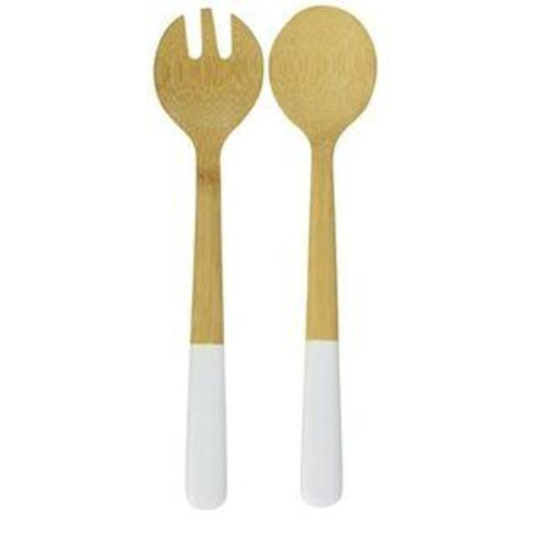 Saladebestek, Bamboe, Wit, 31 cm - Pebbly