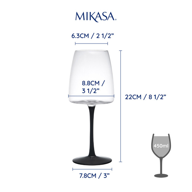 Mikasa Palermo 4pc Red Wine Glasses, 450ml, Gift boxed
