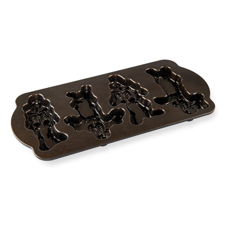 Bakvorm "Spooky Skeleton Cakelet Pan" - Nordic Ware | Fall Harvest Bronze