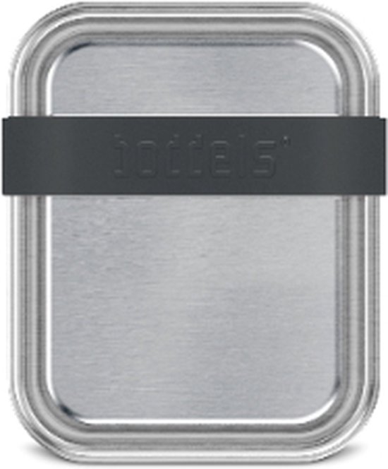 Lunchbox met Verdeler, Klein, 2 Vakken, 15 x 12 x 5 cm, RVS, Antraciet Grijs - Boddels | Smacht