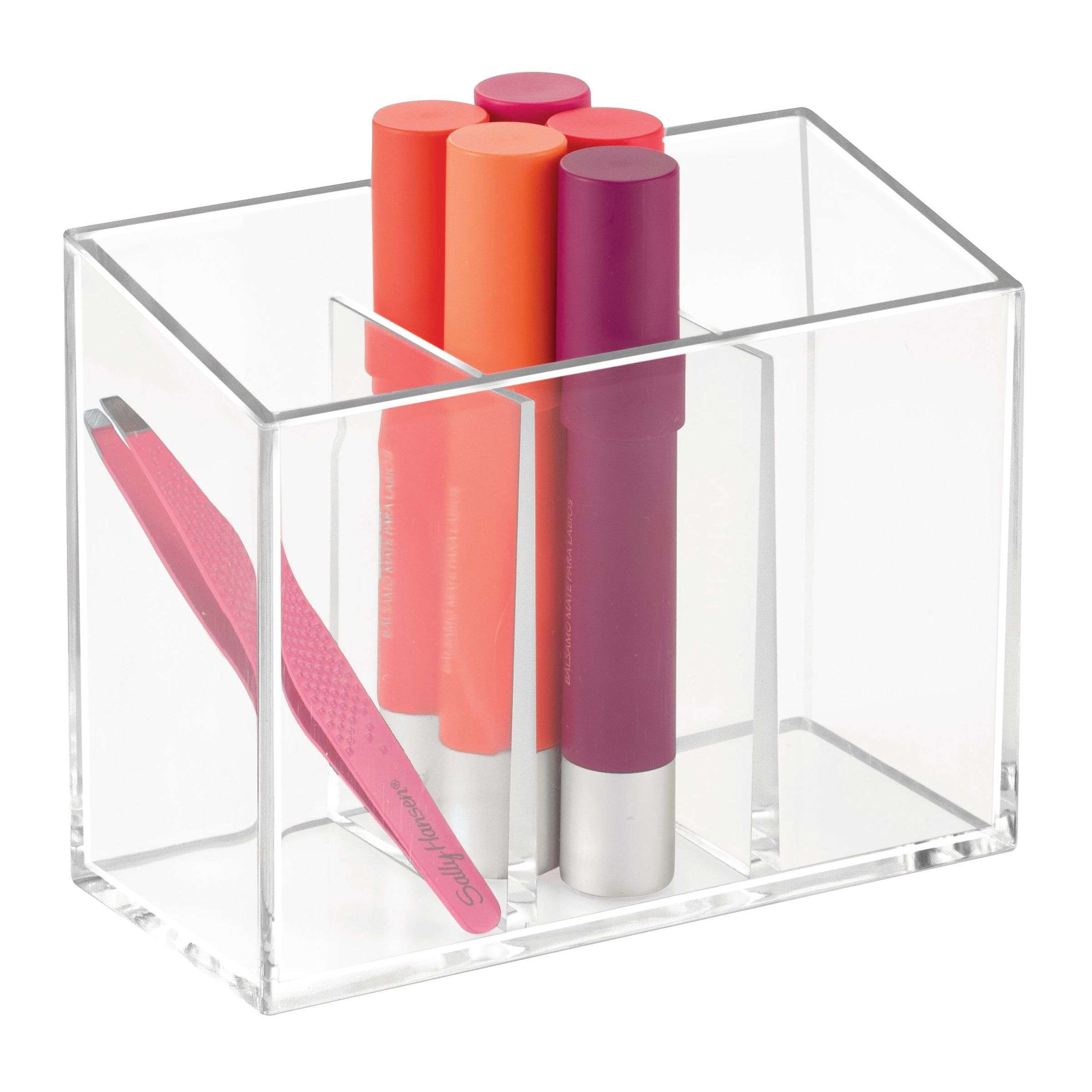 Badkamer Organizer, Make-up Organizer, 3 Vakken, Transparant, Kunststof - iDesign | Clarity