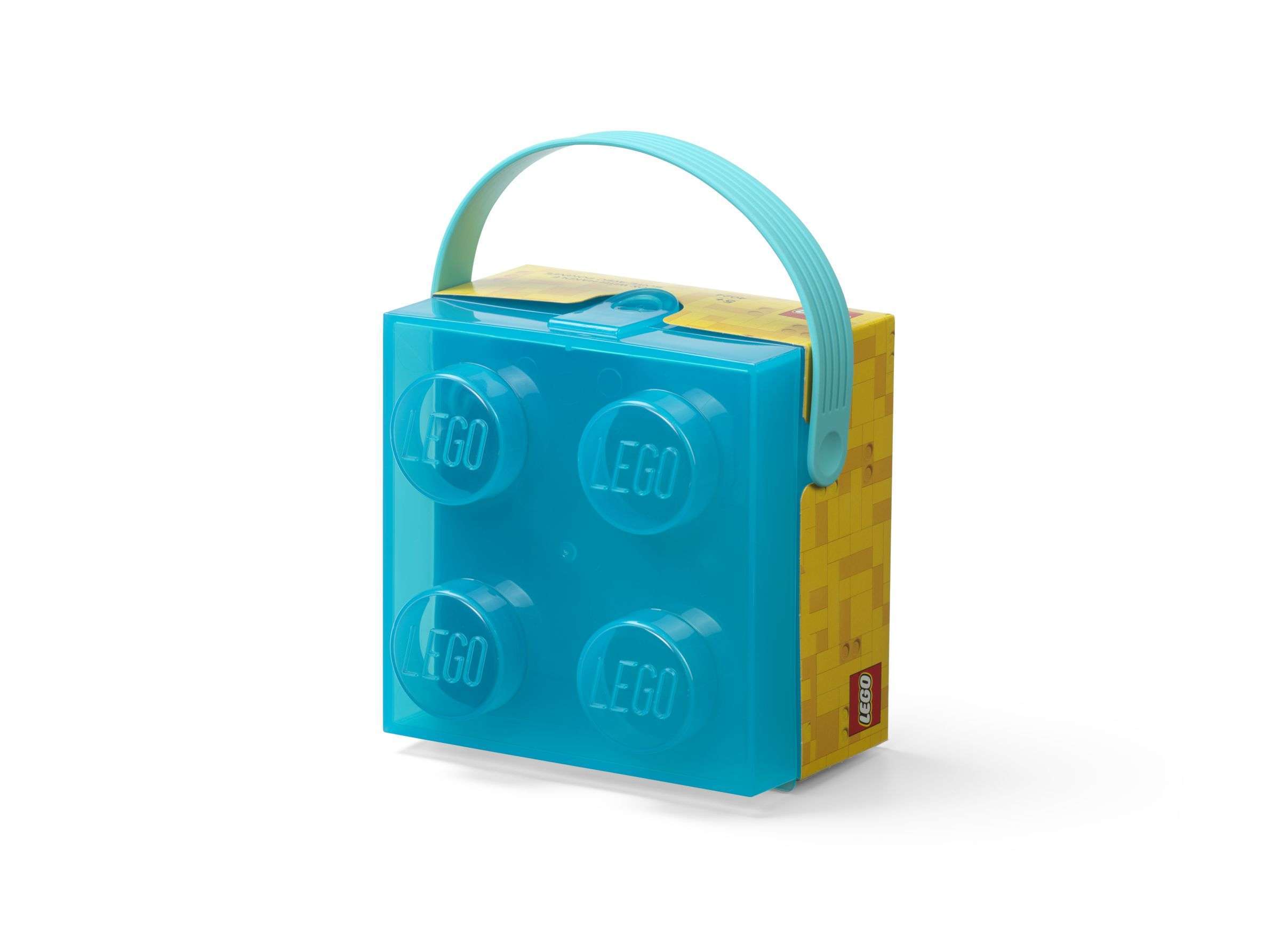 Lunchbox Brick 4 met Handvat, Transparant Blauw - LEGO