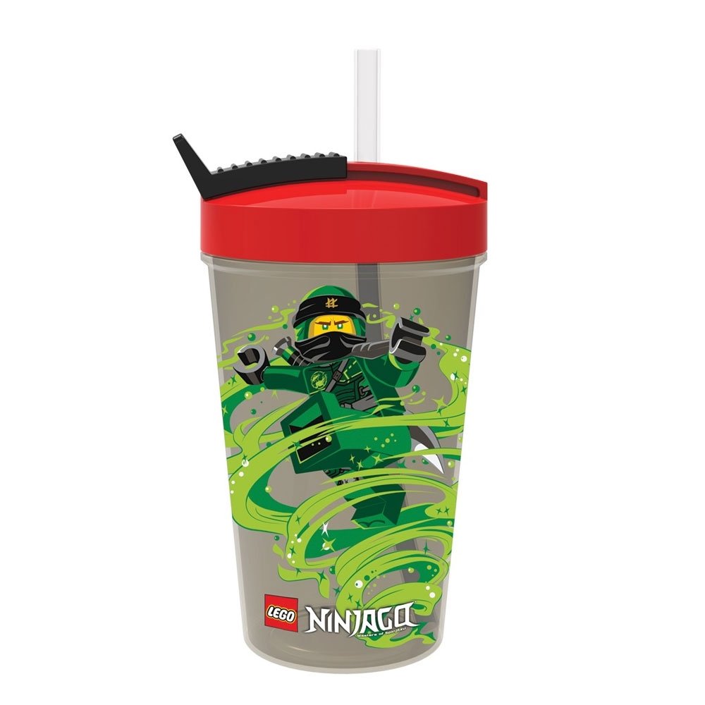 Drinkfles Ninjago met rietje 0.5 L. Zwart - LEGO