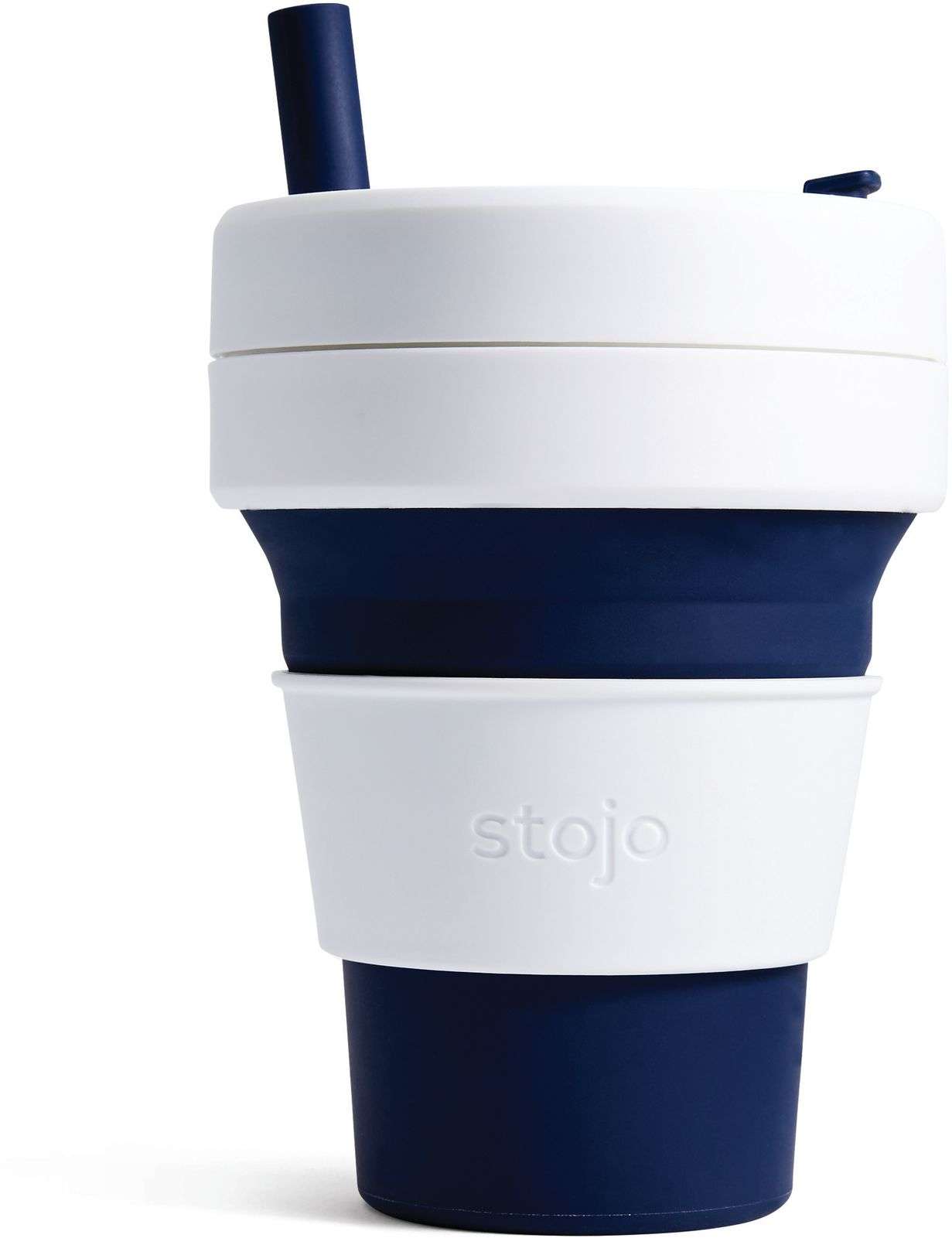 Biggie Cup, Indigo - 470 ml - Koffiebeker - Drinkbeker - Blauw / Wit - Opvouwbaar | Stojo
