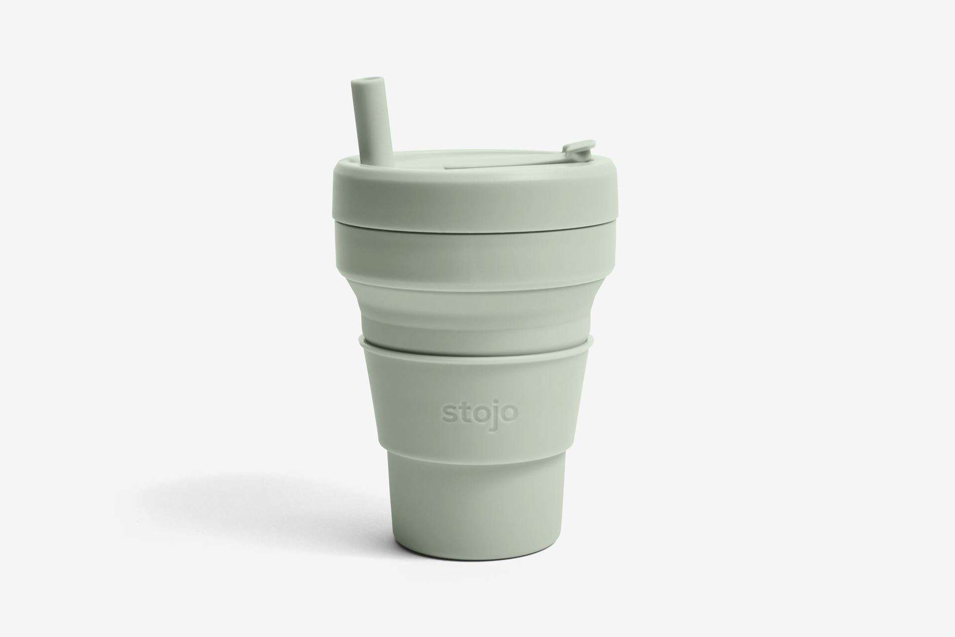 Junior Cup met Rietje, Sage - 250ml - Drinkbeker - Groen - Opvouwbaar | Stojo