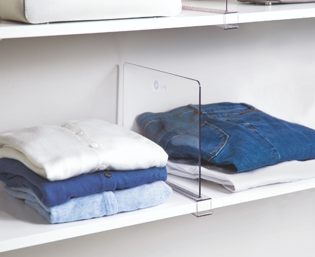 Plankverdeler, 3.2 x 30.2 x 22.9 cm, Kunststof, Transparant - iDesign | The Home Edit