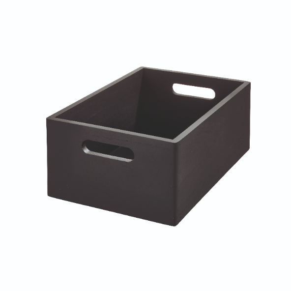 Opbergbox met Handgrepen, 25.5 x 38 x 15 cm, Paulownia Hout, Zwart - iDesign | The Home Edit