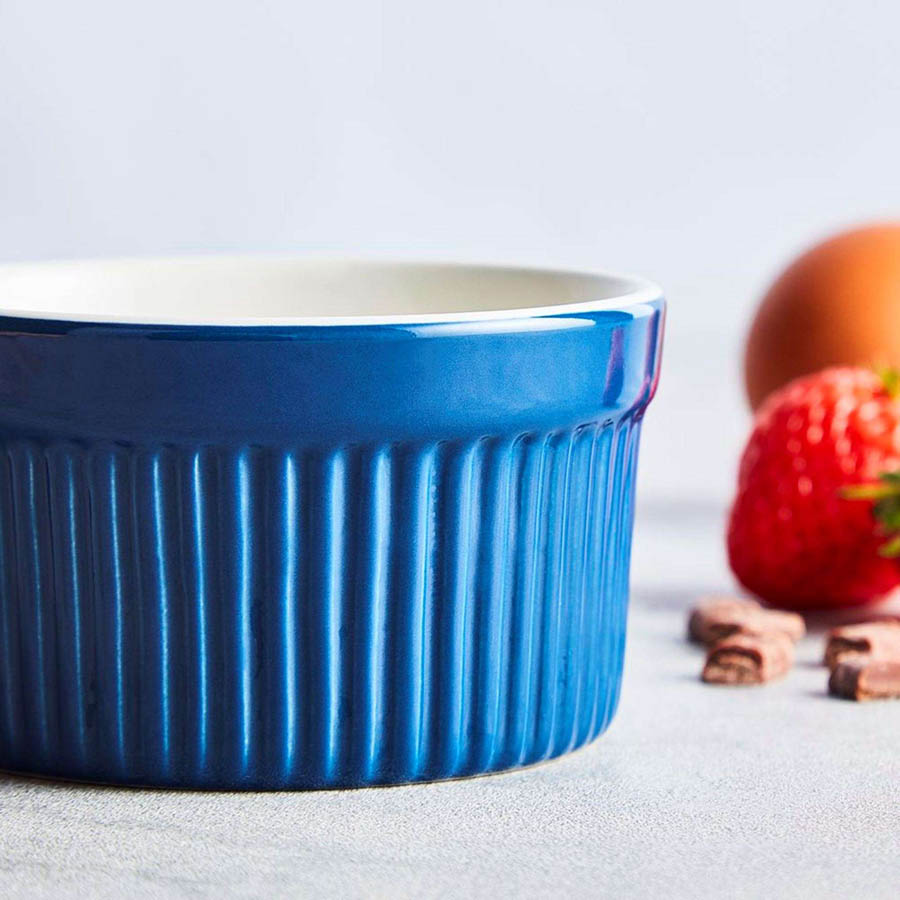 Ramekin, Ovenschaaltje, Set van 4 Stuks, ø 9 cm, Blauw, Keramiek - Barbary & Oak | Foundry