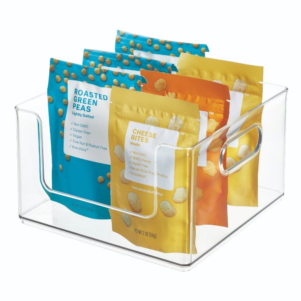 Open Opbergbox met Handvaten, 25 x 25 x 15 cm, Kunststof, Transparant - iDesign | The Home Edit