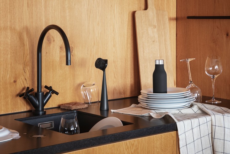 Afwasborstel met Vervangbare Borstel, Nylon, 23 cm, Zwart - Eva Solo