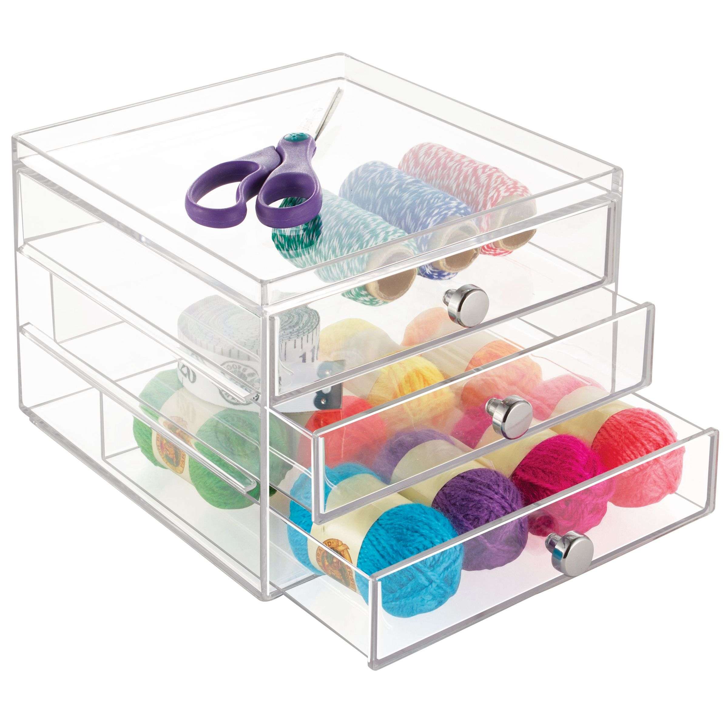 Ladekast, Make-up Organizer, 3 Lades, 16.4 x 17.7 x 12.5 cm, Transparant, Kunststof - iDesign