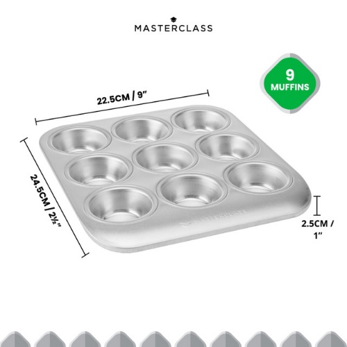 MasterClass Recycled Aluminium Nine Hole Muffin Tin, Sleeved