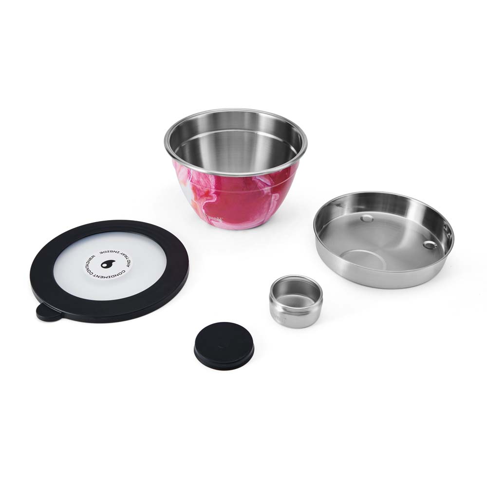 Saladekom Set - Agaat Roze - Met apart dressing reservoir - 1,9Liter - Duurzaam - S'Well | Rose Agate