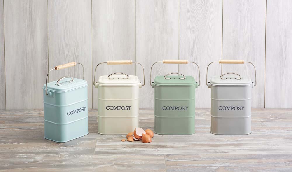 Compostbak Saliegroen - Staal - Duurzaam - Praktisch - Compostemmer - KitchenCraft | Living Nostalgia