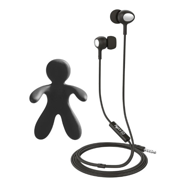 Stereo Oordopjes met Autoverfrisser Set, Zwart - Kunststof - Celly
