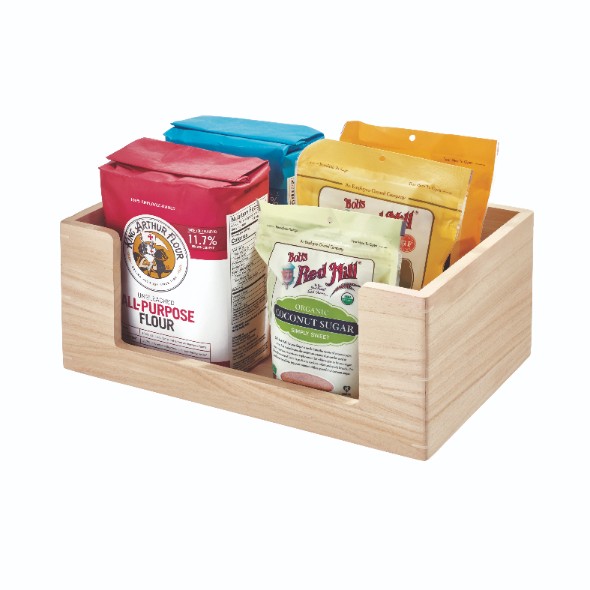 Opbergbox, Open, 25.5 x 38 x 15 cm, Paulownia Hout, Beige - iDesign | The Home Edit