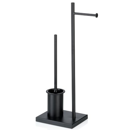 Toiletborstel -en Toiletrolhouder, Vrijstaand, 68 x 23 x 18 cm, RVS, Zwart - Kela | Devin
