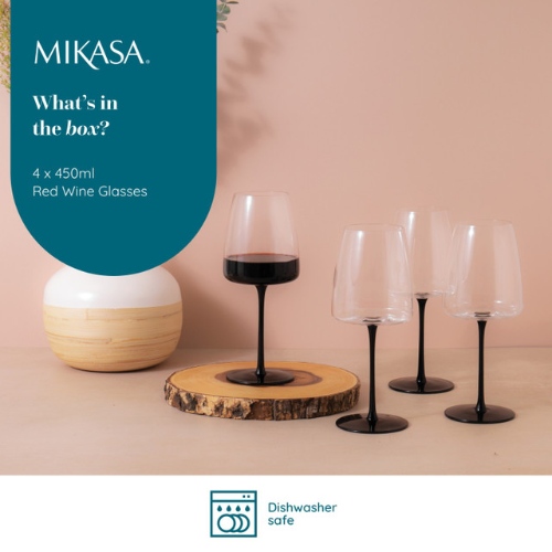Mikasa Palermo 4pc Red Wine Glasses, 450ml, Gift boxed