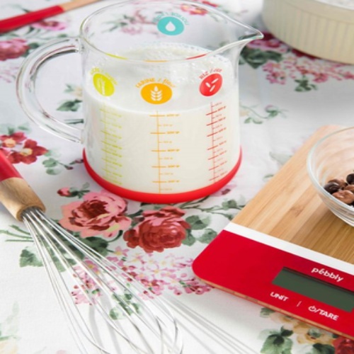 Keukenweegschaal, Bamboe, 23 x 16 cm, Rood - Pebbly