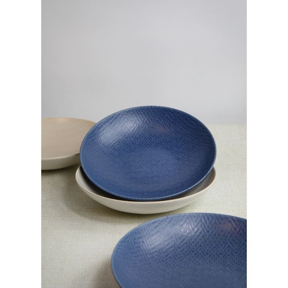 Pastakom, Set van 4 Stuks, 22 x 5 cm, Blauw en Crème Reliëf - KitchenCraft