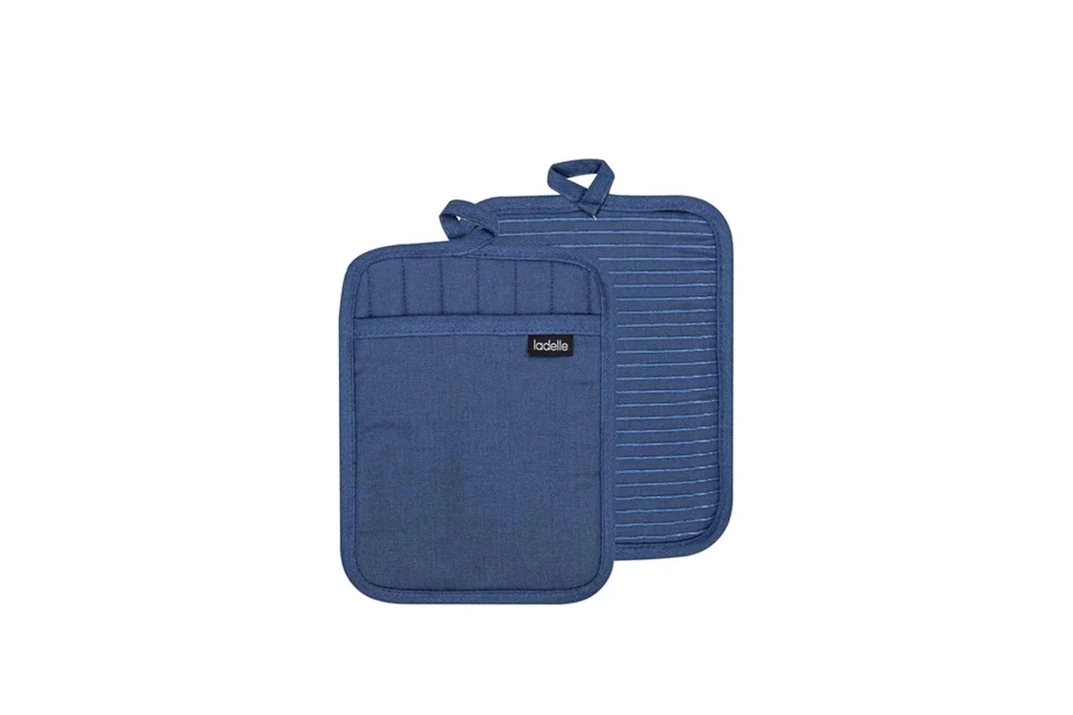Pannenlappen, Set van 2, Katoen, Polyester, Siliconen, Blauw, 19 x 24.5 cm - Ladelle | Lennox