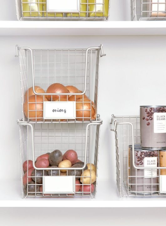 Opbergmand, 25.4 x 21.8 x 20.2 cm, Stapelbaar, RVS, Zilver - iDesign | Classico