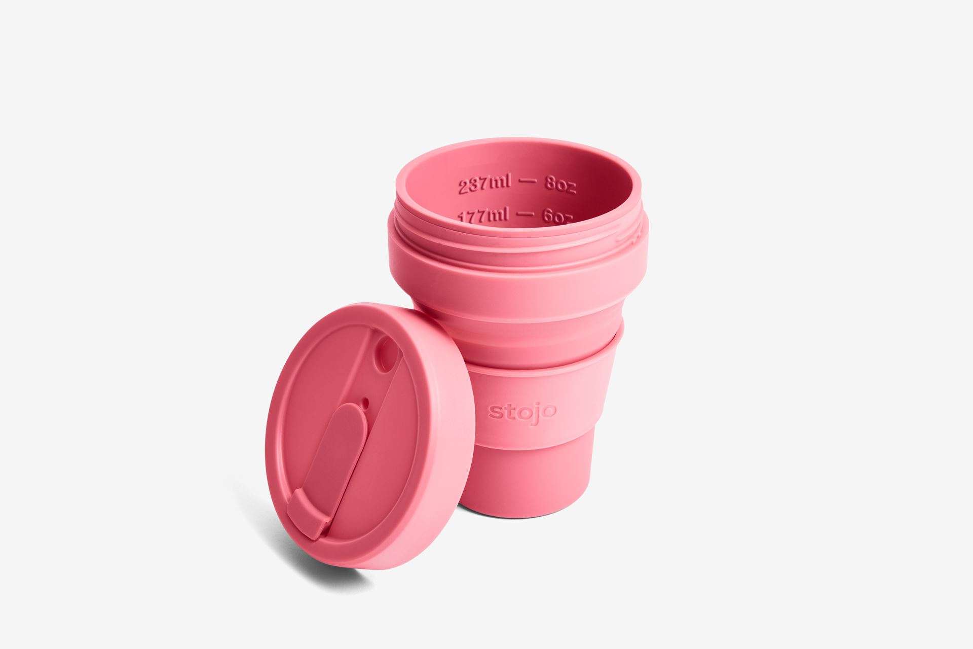Junior Cup met Rietje, Peony - 250ml - Drinkbeker - Roze - Opvouwbaar | Stojo