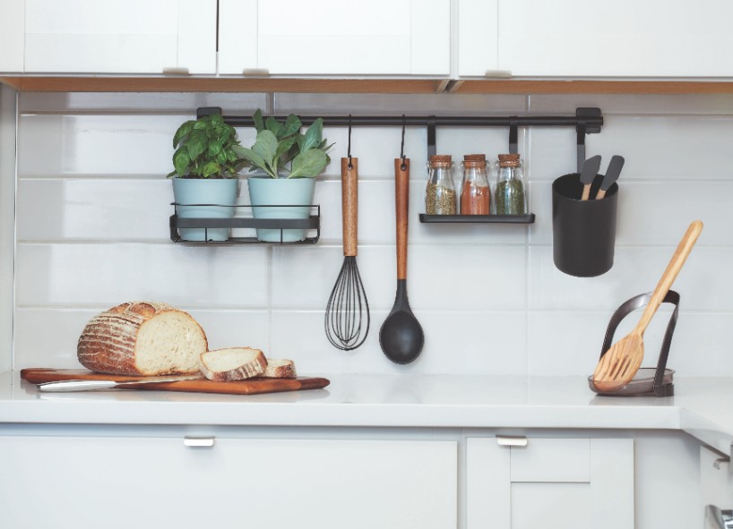 Keukenwand Organizer, 64 x 11 x 18.5 cm, Staal, Zwart - iDesign | Austin