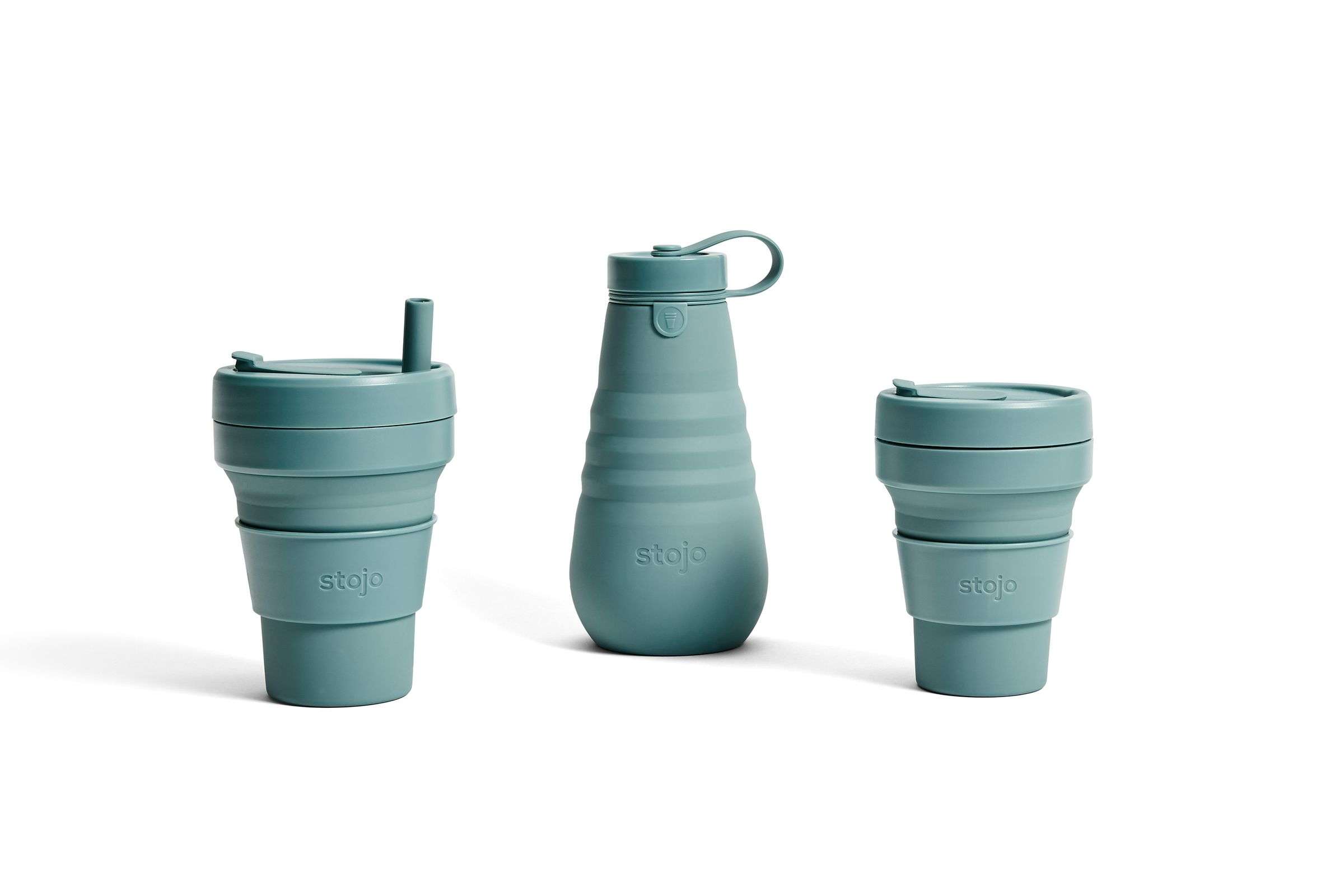 Biggie Cup, Eucalyptus - 470 ml - Koffiebeker - Drinkbeker - Turquoise - Opvouwbaar | Stojo